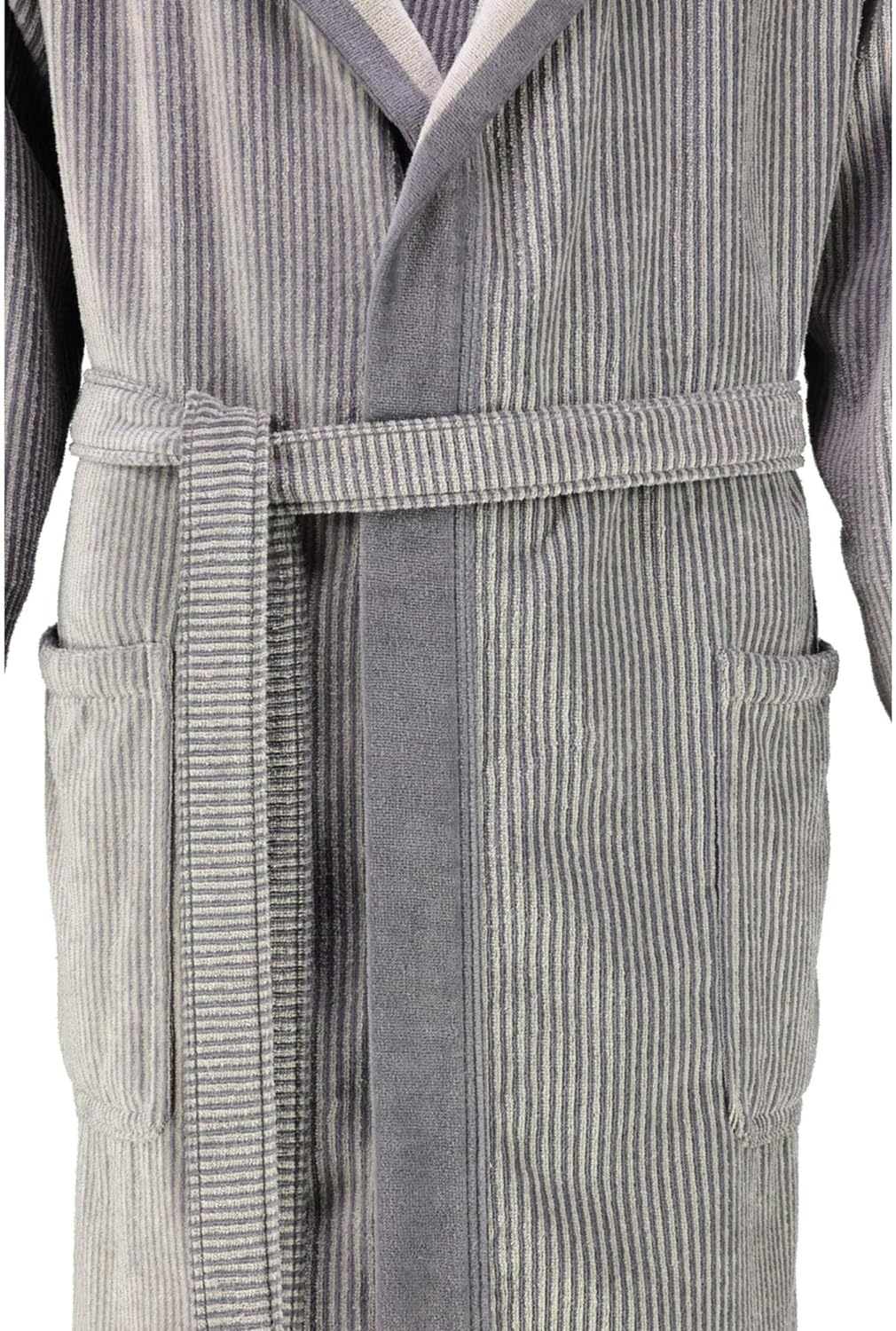 Cawö Herren-Bademantel mit Kapuze Velours grau Grösse 54