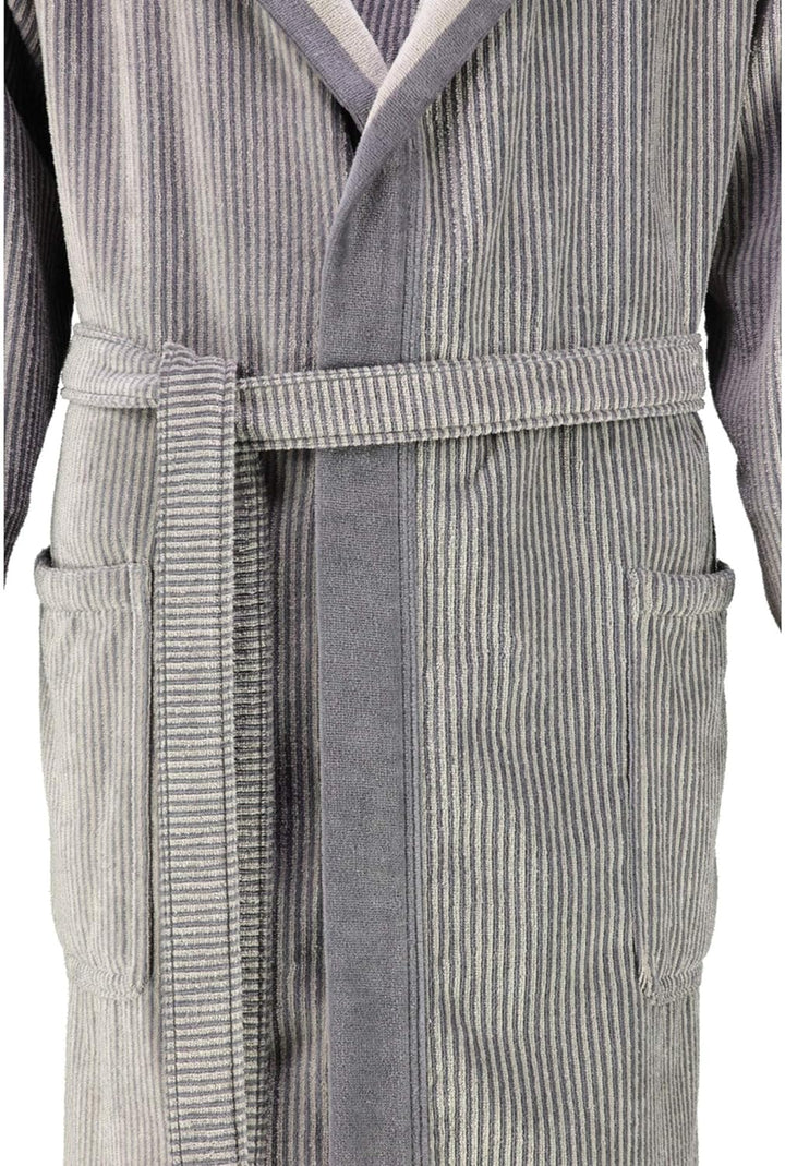 Cawö Herren-Bademantel mit Kapuze Velours grau Grösse 54
