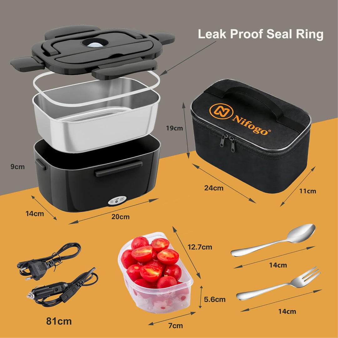 Nifogo Elektrische Lunchbox 80w für Auto/Lkw/Büro Beheizbare Lunchbox 12V/24V/230V Electric Lunch Bo