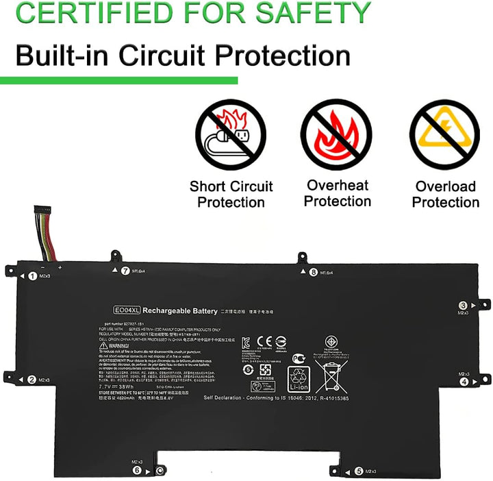 XITAIAN 7.7V 38Wh EO04XL E004XL Ersatz Laptop Akku für HP EliteBook Folio G1 827927-1B1 827927-1C1 8