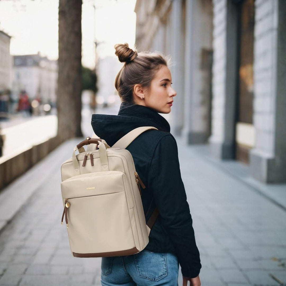 Rucksack Damen 15,6 Zoll, Elegant Schultertasche Gross Casual Daypack Klein Laptop Backapck mit Lapt