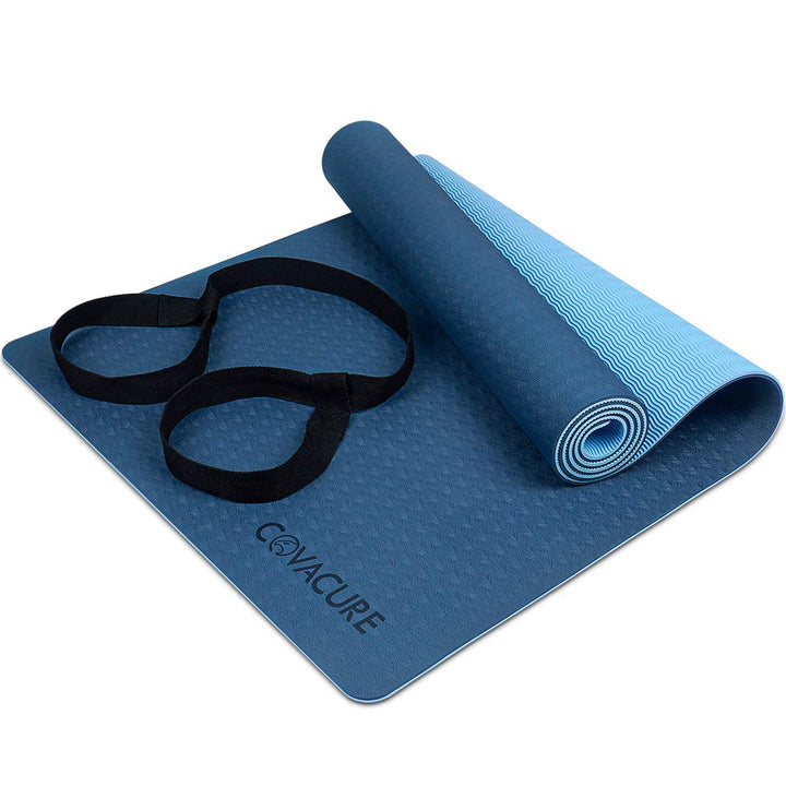 COVACURE Yogamatte Gymnastikmatte Sportmatte - 183 x 66 x 0,6 cm Fitnessmatte TPE rutschfest Yogamat