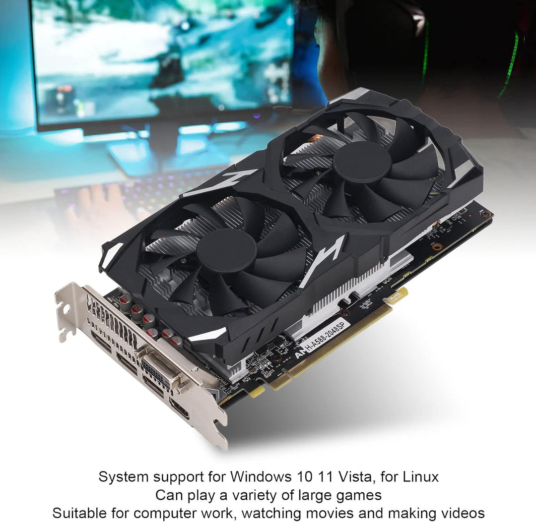 Cuifati RX 580 Grafikkarte, 8 GB GDDR5 256BIT Gaming-Grafikkarte, 7000 MHz, 8K-Grafikkarte, 16 PCI E
