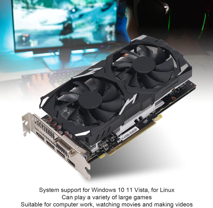 Cuifati RX 580 Grafikkarte, 8 GB GDDR5 256BIT Gaming-Grafikkarte, 7000 MHz, 8K-Grafikkarte, 16 PCI E