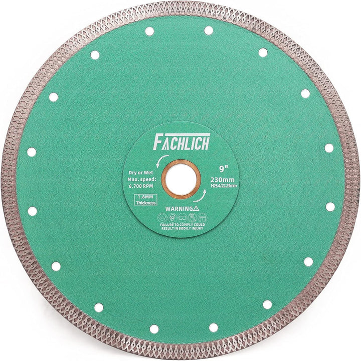 FACHLICH Diamant Trennscheibe 230MM Turbo Mesh Diamantklinge mit X Felgensegment für Hart Keramik Po