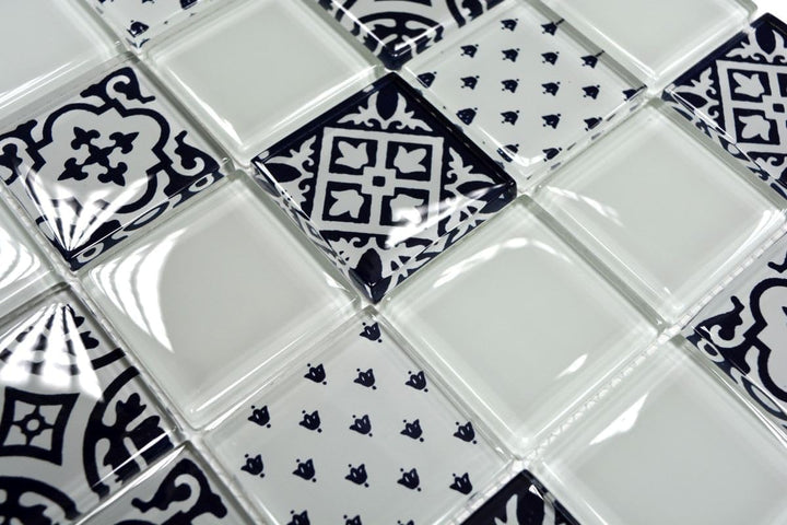 Mosaik Quadrat Crystal Optik Weiss Glasmosaik Transluzent Transparent 3D, Mosaikstein Format: 48x48x