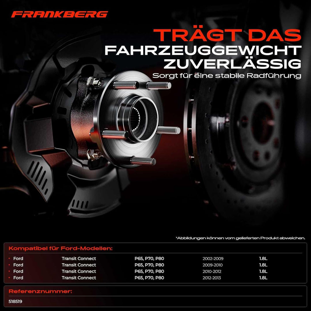 Frankberg 1x Radnabe Radlagersatz ohne Radlager Vorderachse Links oder Rechts Kompatibel mit Transit