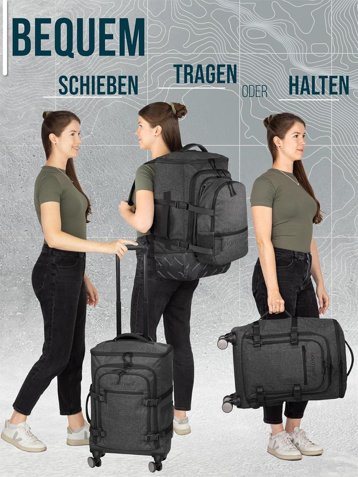 normani Reiseset Trolley mit Rucksackfunktion und kleiner Rucksack - 38 L Reisetrolley + 5 L Backpac