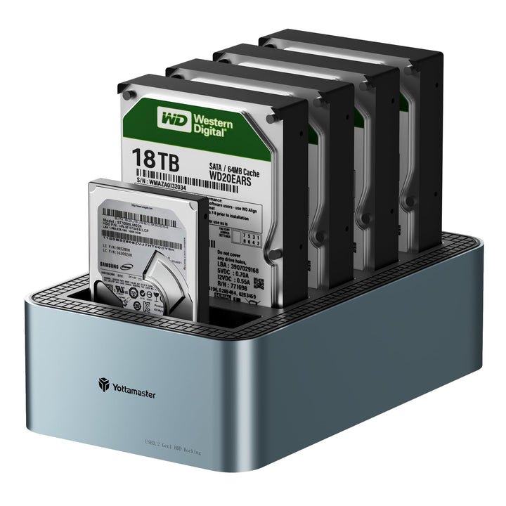 Yottamaster 5 Bay Offline-Klonen Festplatten Dockingstation Aluminium für 2,5/3,5 Zoll, USB 3.2 Gen1