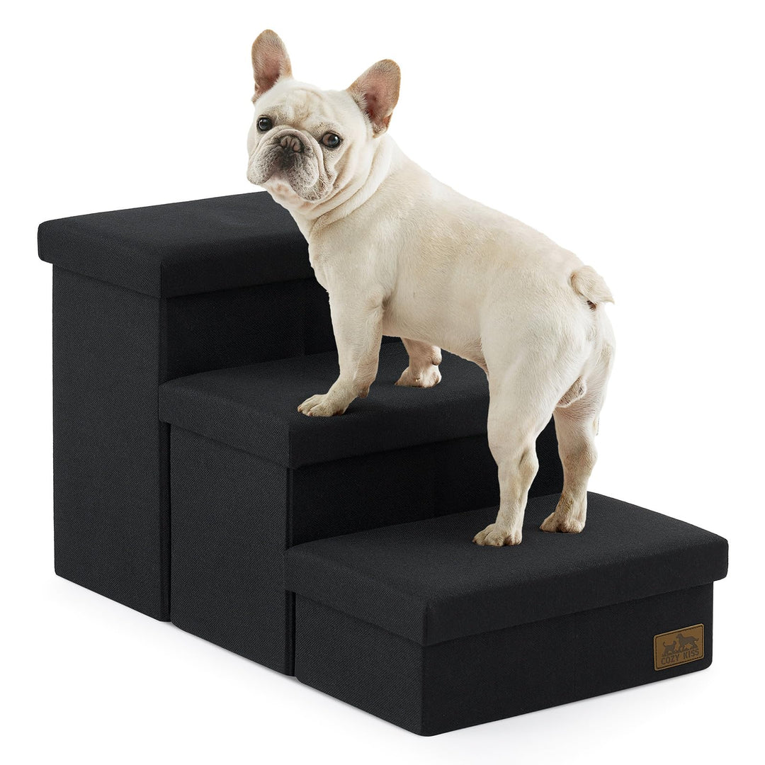 COZY KISS Hundetreppe für Kleine Hunde mit Stauraum, Breite Haustiertreppe Faltbare für Bett und Cou