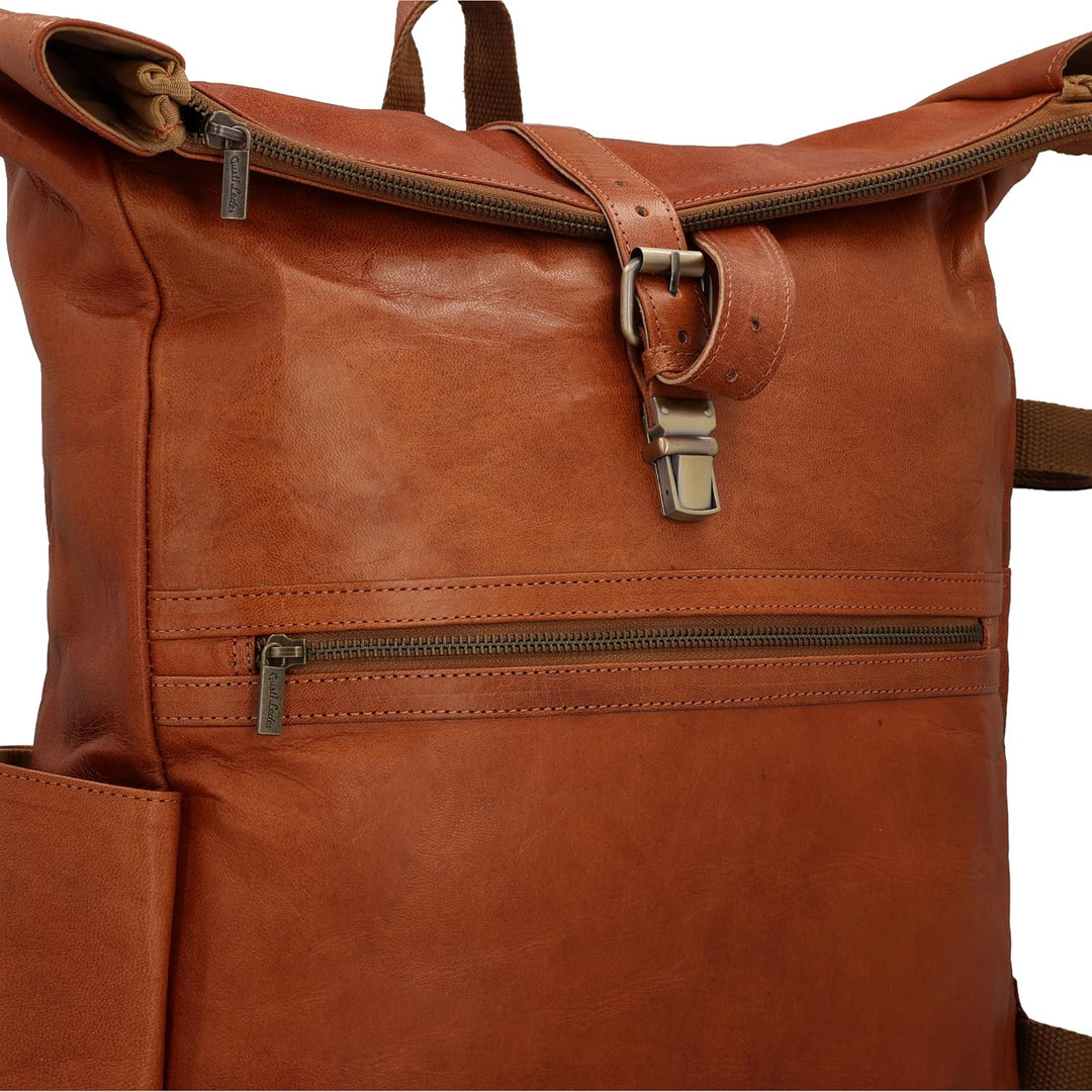 Gusti Leder Rucksack für Damen & Herren - Milo - Rolltop Rucksack Leder Damen & Herren, Lederrucksac
