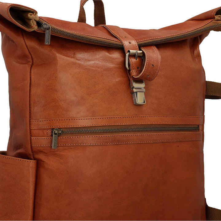 Gusti Leder Rucksack für Damen & Herren - Milo - Rolltop Rucksack Leder Damen & Herren, Lederrucksac