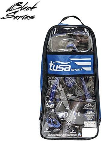 TUSA Schnorchelset Visio Travel - Taucherbrille Tauchmaske Trockenschnorchel Flossen Tasche Erwachse