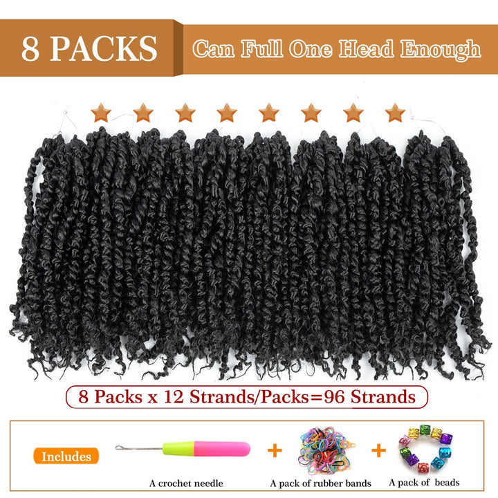 Passion Twist Hair Vorgedrehtes Passion Twist Häkelhaar 18 Zoll 8 Packungen Flechthaar Häkelhaar YDD