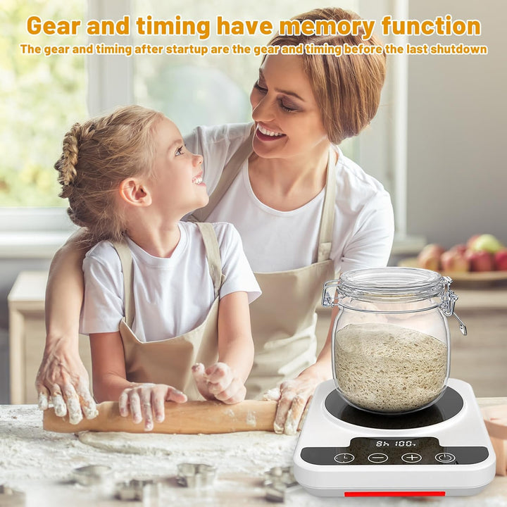 Sauerteigstarterwärmer mit Präzisions-Thermostat (21-38°C) & 12h Timer - Automatische Ein-/Ausschalt