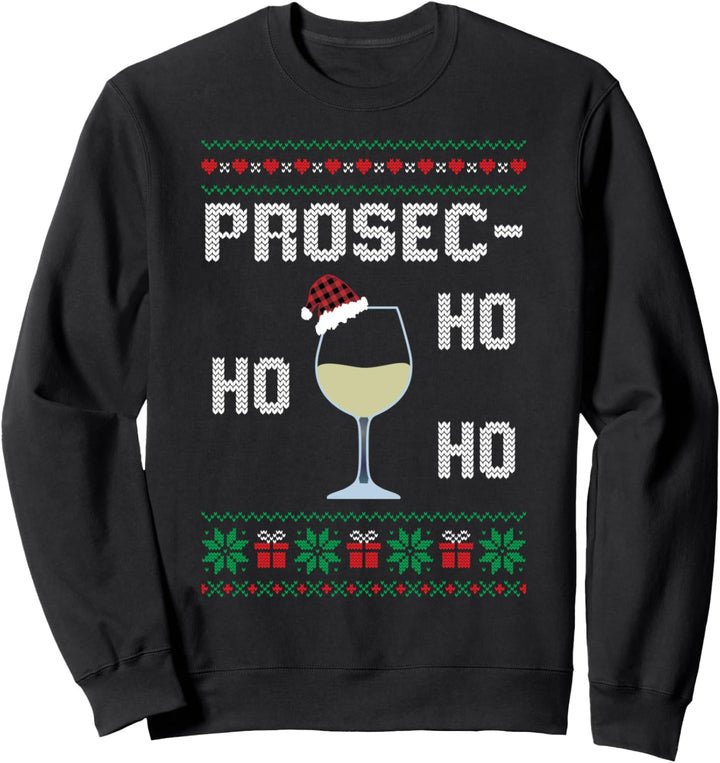 Funny Prosec Ho Ho Ho Christmas Prosecco Santa Hat Wine Sweatshirt