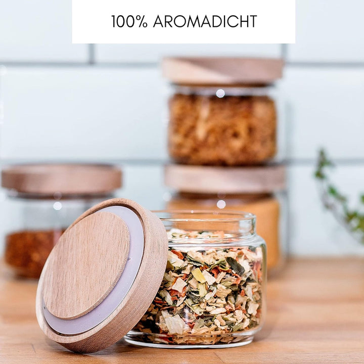 Econovo® Vorratsgläser mit Deckel 300ml (4-teilig), Glasbehälter mit Deckel Set, Vorratsdosen Glas z