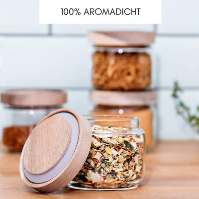 Econovo® Vorratsgläser mit Deckel 300ml (4-teilig), Glasbehälter mit Deckel Set, Vorratsdosen Glas z