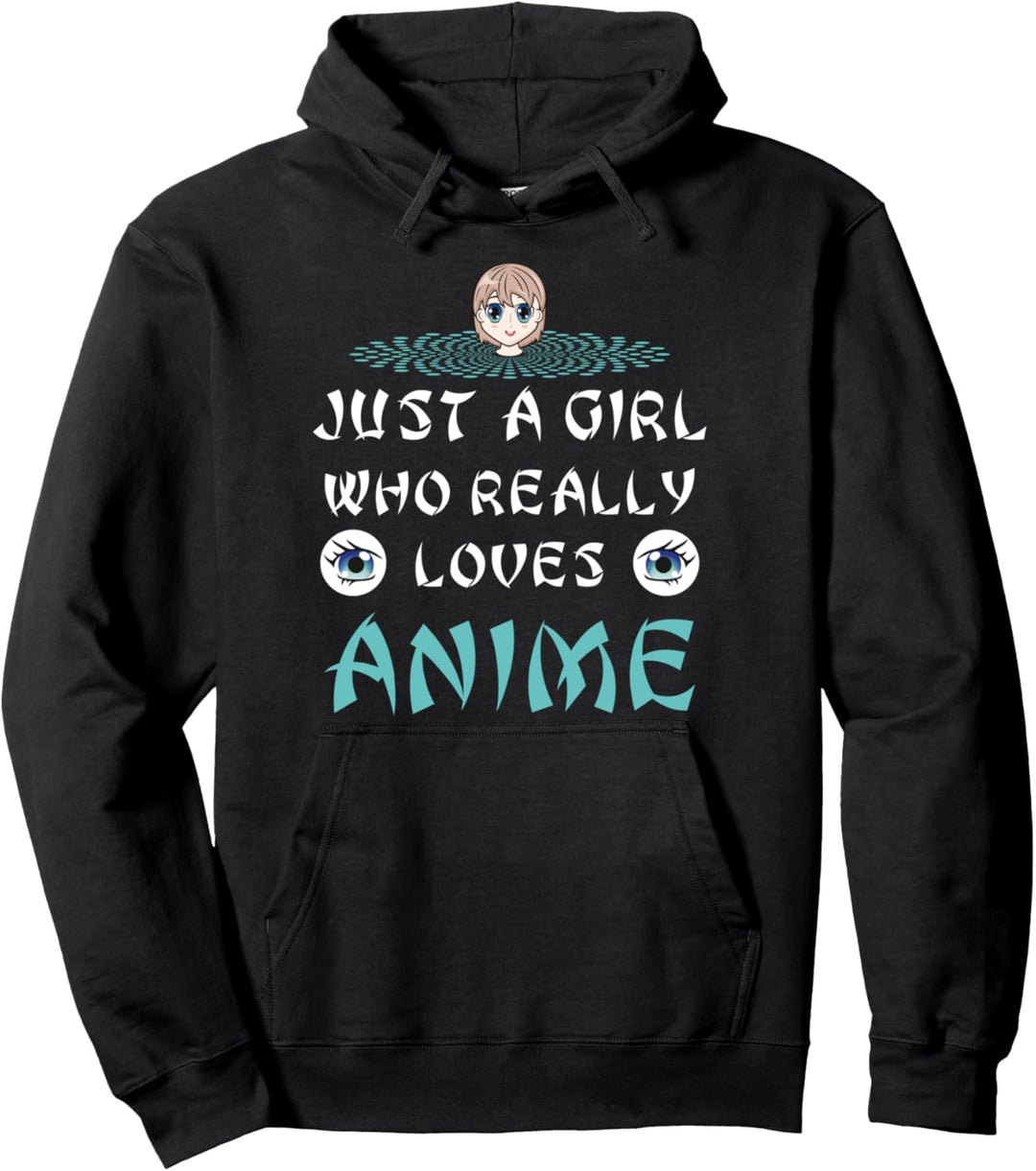 Anime Girl Birthday Gift Girls Just a Girl Who Loves Anime Pullover Hoodie