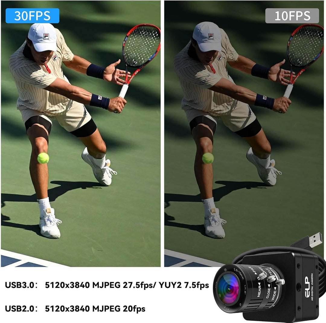 ELP 20MP USB 3.0 Industriekamera,4K UHD 3840P hohe Auflösung mit 3,6–10 mm 3-Fach manuellem Varioobj