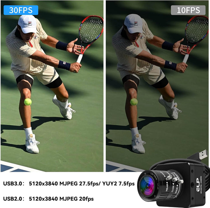 ELP 20MP USB 3.0 Industriekamera,4K UHD 3840P hohe Auflösung mit 3,6–10 mm 3-Fach manuellem Varioobj
