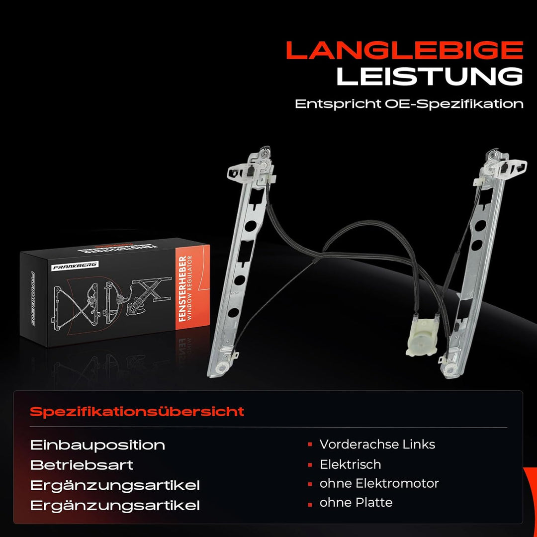 Frankberg Fensterheber Ohne Motor 2/3-Türig Vorne Links Kompatibel mit Megane II BM0/1 CM0/1 2002-20