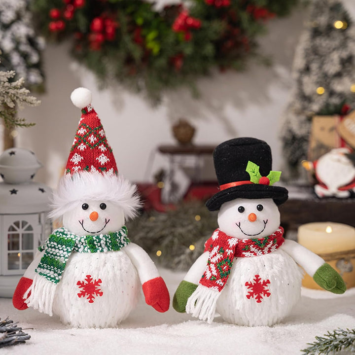 Weihnachtsdeko Schneemann Figuren mit LED Licht, 2 Stück Weihnachten Schneemann Figuren Weihnachten