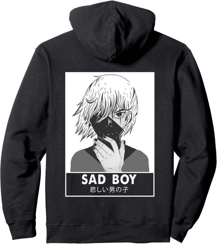 Aesthetic Japanese Back Print Sad Boy Anime Boy Manga Pullover Hoodie