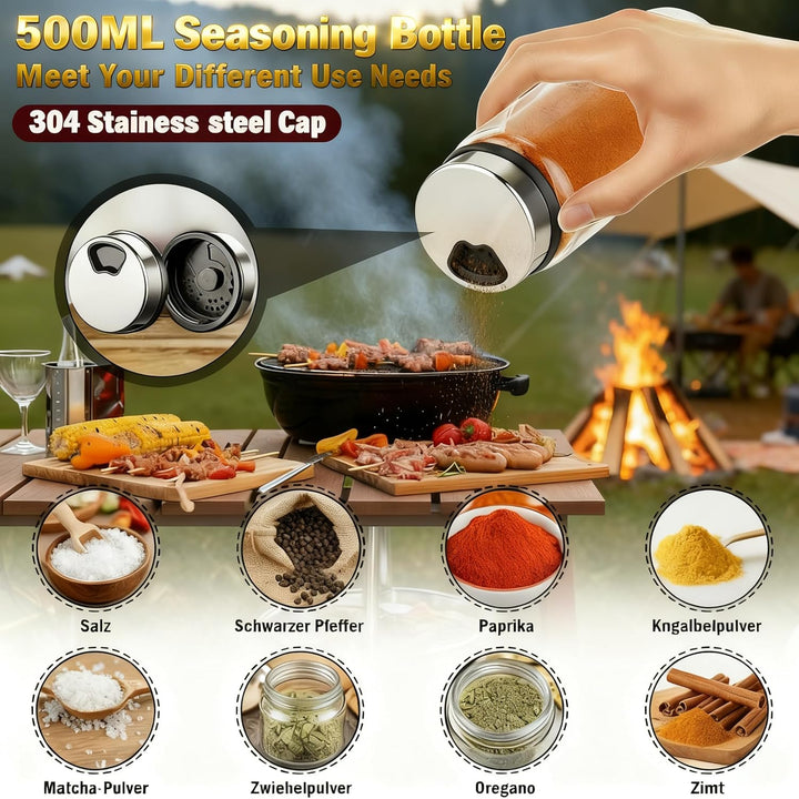 2 Pcs 500ml Salzstreuer Gross mit Drehdeckel, Gewürzgläser Gross,Gewürzstreuer,Gewürzdosen Gross mit