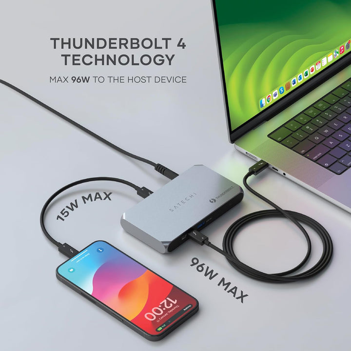 SATECHI Thunderbolt 4 Slim Hub Pro 5-in-1 Dockingstation, PD 96W, 8K- oder Dual 4K Display, 4X Thund