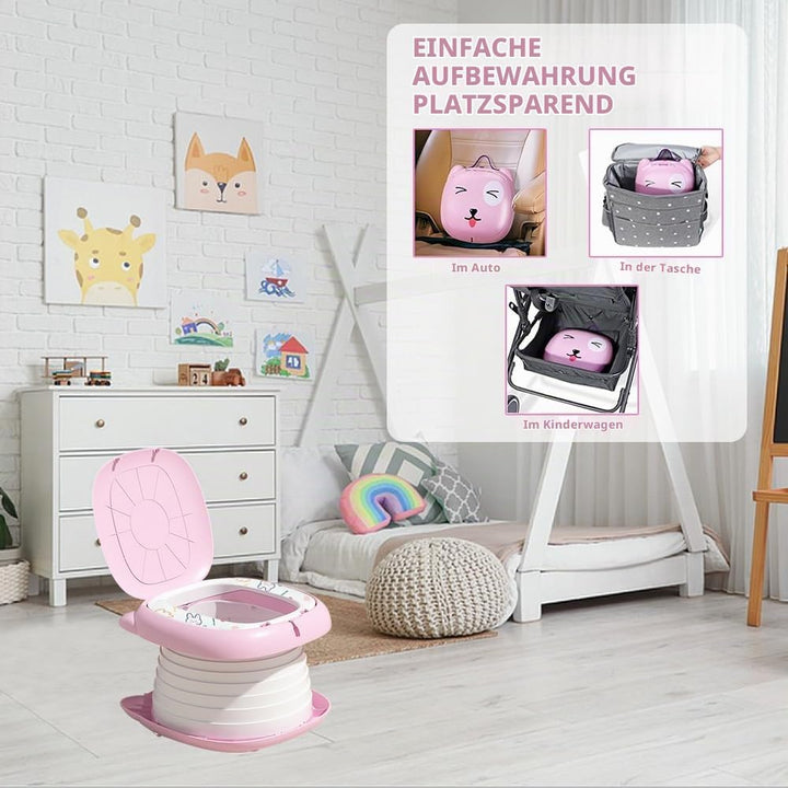 Klapptoilette für Kinder,Kindertoilette Tragbar,Kinder Reise Töpfchen,Töpfchen Faltbar,Tragbare Baby