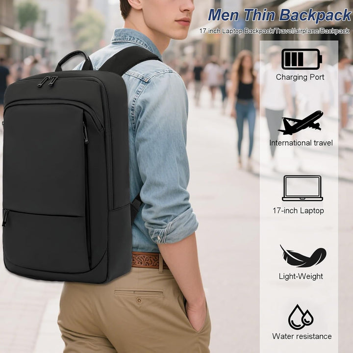 AUGUR Schlank Rucksack für Männer 17 Zoll Laptop Rucksack Leichte wasserdichte Rucksäcke für Reisen/
