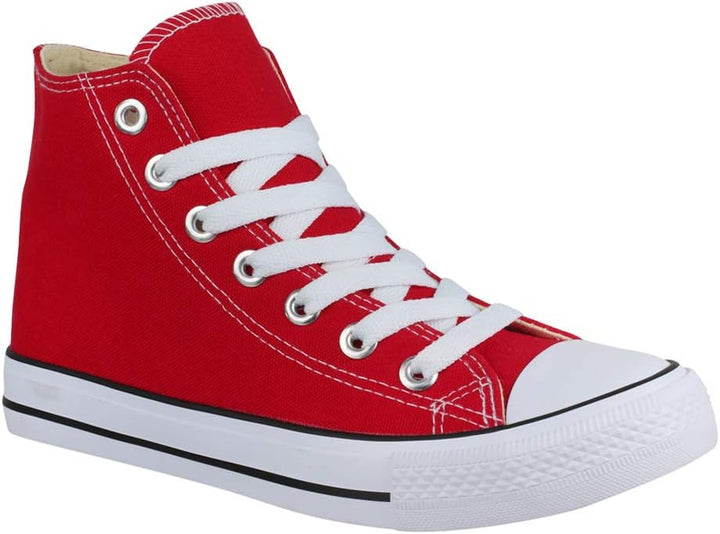Elara Unisex Sneaker Sportschuhe High Top Turnschuh Chunkyrayan 36 EU Rot Basic, 36 EU Rot Basic