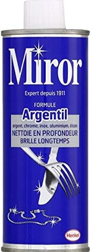 Miror – Formel Argentil, Silberreiniger, Chrom, Edelstahl, Nickel, Zinn – 250 ml – 4 Stück