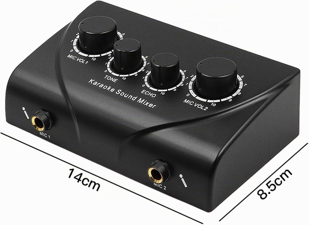 Tragbarer Karaoke-Mixer, 2 Mikrofon-Eingänge, digitaler Audio-Sound, Karaoke-Maschine, Echo-Mixer fü