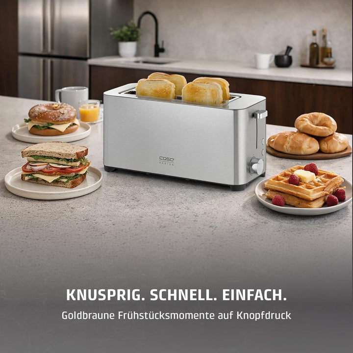 CASO Classico T 4 - Design Toaster, Testurteil: Sehr Gut, 5 Stufen, Inkl. Brötchenaufsatz, Mit zusät