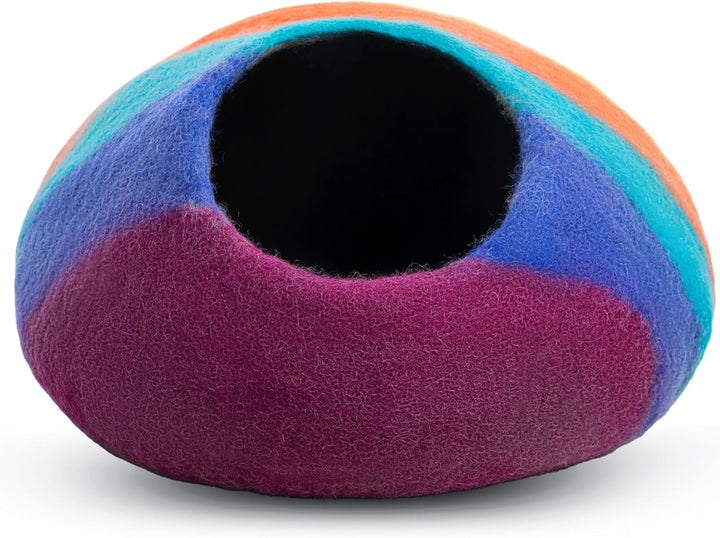Woolygon - Katzenhöhle aus Wolle, handgefertigt aus 100% Merinowolle, umweltfreundliche Filz-Katzenh