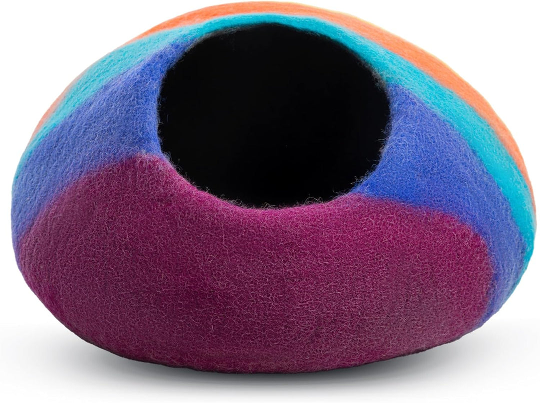 Woolygon - Katzenhöhle aus Wolle, handgefertigt aus 100% Merinowolle, umweltfreundliche Filz-Katzenh