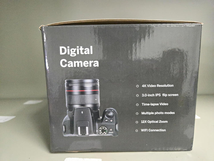 72MP 4K Digitalkamera mit 12X Optischem Zoom, WLAN, Autofokus & 3-Zoll-Flip-Bildschirm, Digitalkamer
