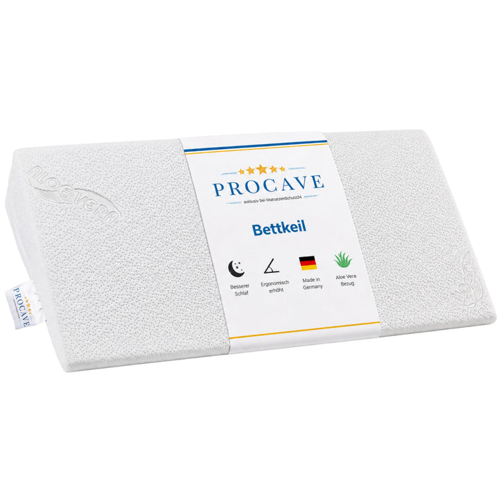 PROCAVE Bettkeil | keilförmiges Schaumstoffkissen | atmungsaktive Matratzenerhöhung | Made in German