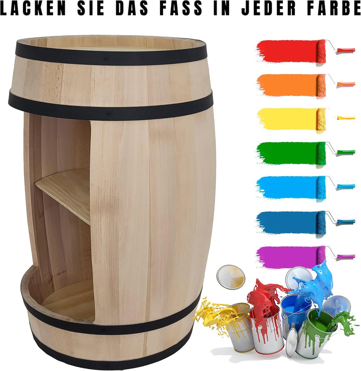 Kommode Vintage - Industriestil Fassbar 82cm- Whisky Bar 80cm - Holzfass - Sideboard Vintage- Wein T