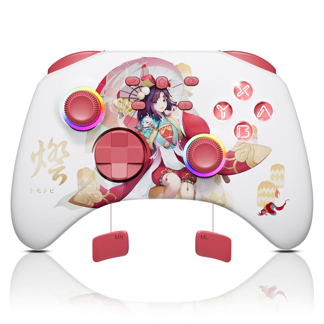 Mytrix Mädchen-Muster Switch Controller mit RGB Lichteffekt, Wireless Pro Controller für Nintendo Sw