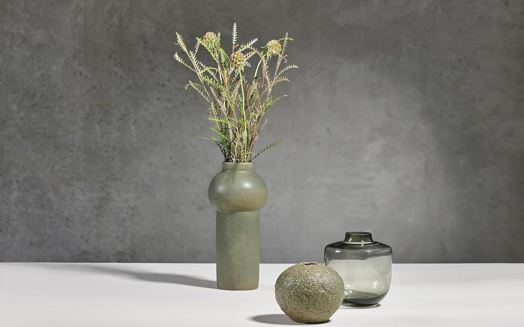 Villa Collection Daun Vase Dia. 15 x 16 cm Grau Glas 16,5 cm - dia. 15 cm Grau, 16,5 cm - dia. 15 cm