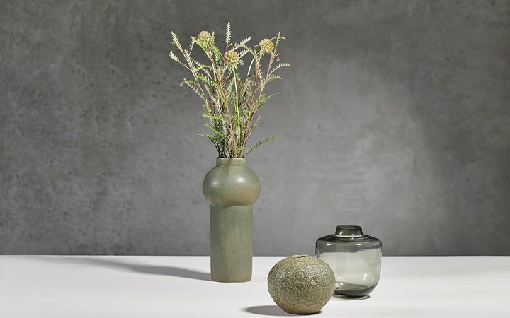 Villa Collection Daun Vase Dia. 15 x 16 cm Grau Glas 16,5 cm - dia. 15 cm Grau, 16,5 cm - dia. 15 cm