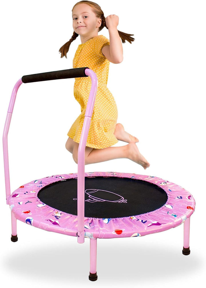 Trampolin Kinder,Ø 96cm Mini Trampolin Indoor mit,Jumping Trampolin Fitness Rebounder mit Verstellba