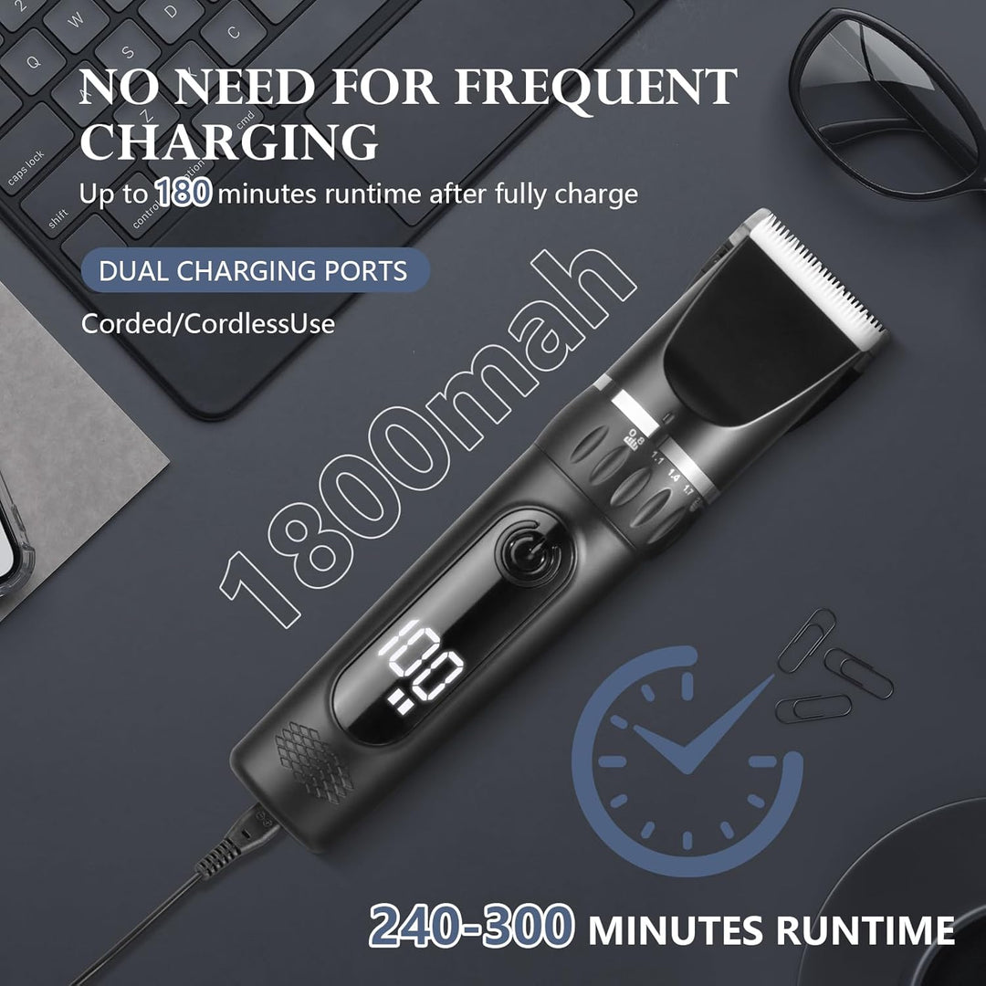 Cozary Haarschneidemaschine, Barttrimmer Herren Profi mit LED-Anzeige, 180 Min, Bartschneider Herren