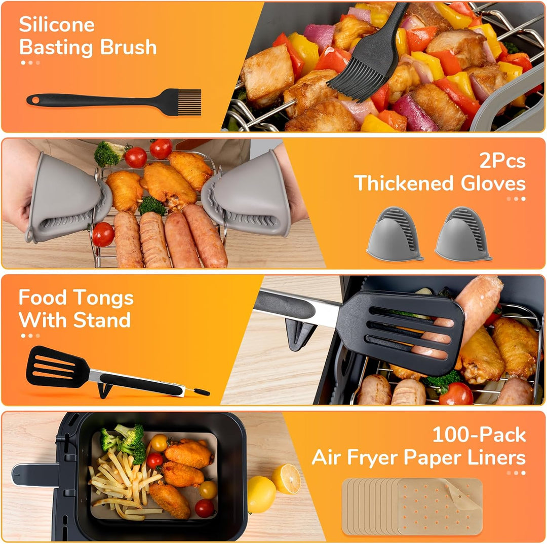 Airfryer Zubehör, Heissluftfritteuse Zubehör für Ninja AF400EU, AF451EU, AF500EU, 9-10.4L XXL Heissl