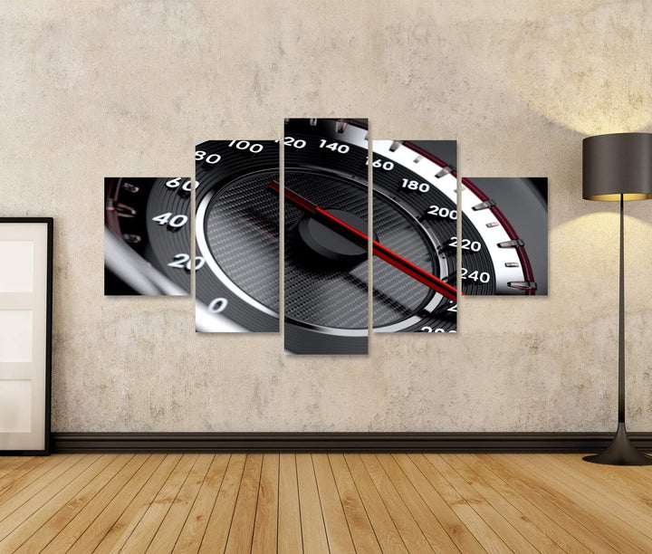 islandburner Bild auf Leinwand Tachometer Speed Tacho Sprotwagen Bilder Wandbilder Poster 170L x 80B