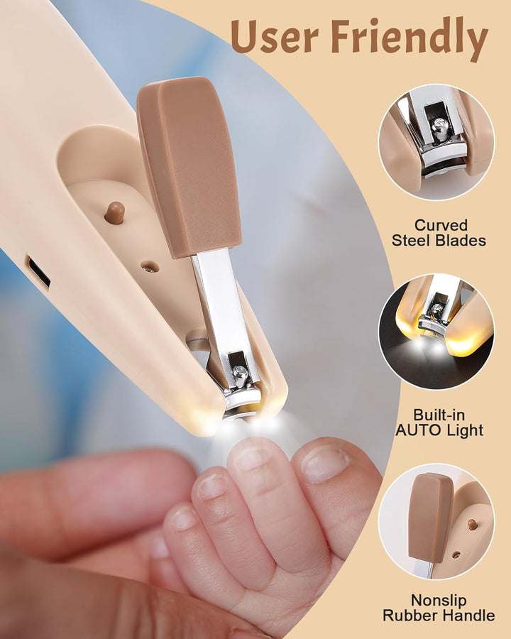 Lictin Elektrische Nagelfeile Baby, Wiederaufladbar Nagelfeile Baby, Nagelfeile Elektrisch mit Licht