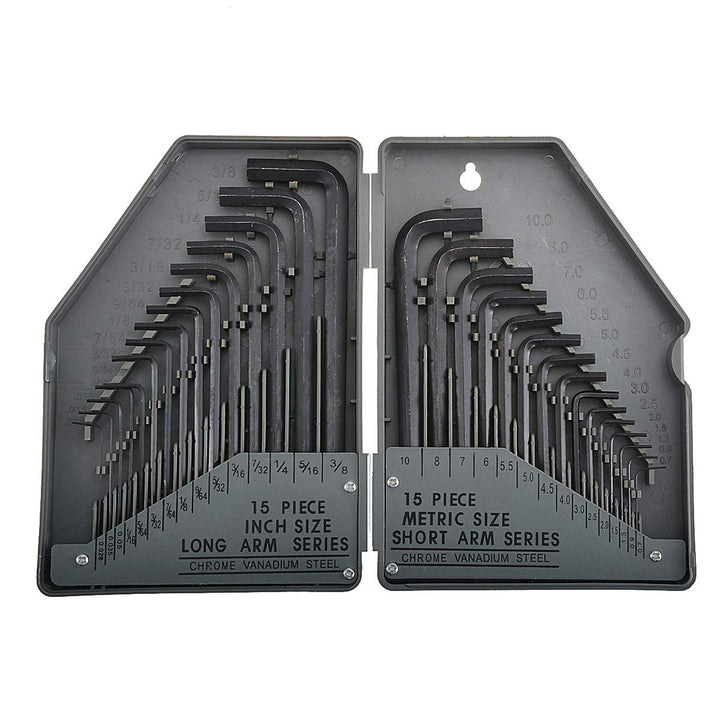 Innensechskant Satz 30 tlg, Imperial und Metric Hex Inbusschlüssel Sets, langer Arm und kurzer Arm L